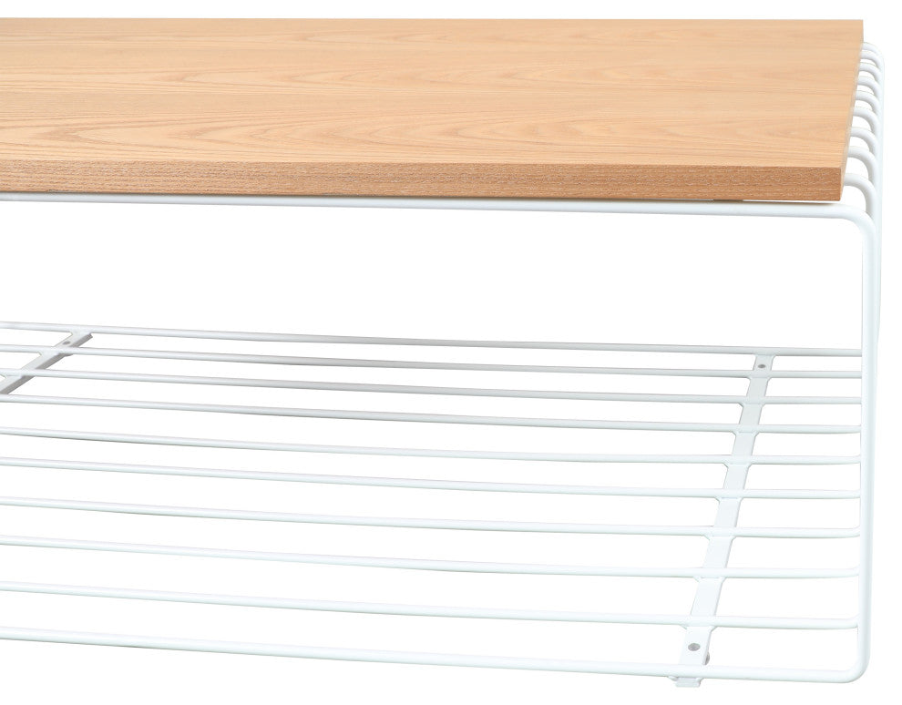 LeisureMod Walden Rectangular Coffee Table Powder Coated Steel Frame, White