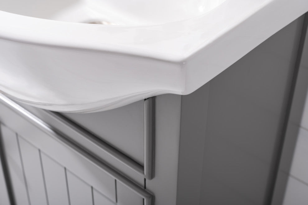 Design Element Marian 24" Transitional Single Sink Vanity, Gray