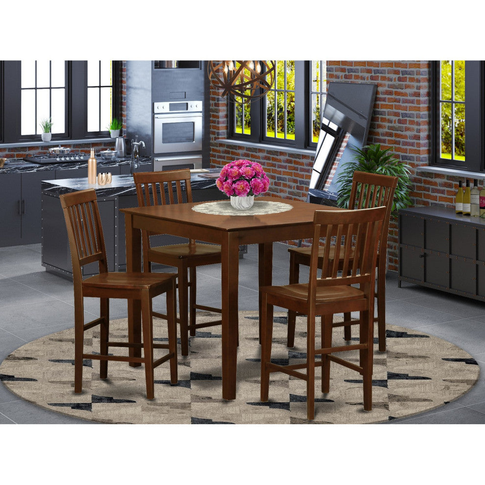 5 Pc Pub Table Set -Counter Height Table And 4 Kitchen Chairs