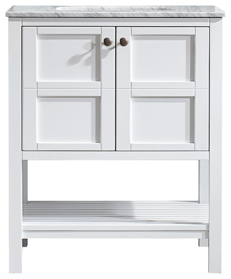 Florence 30" Single Vanity Carrara Marble, White, Without Mirror