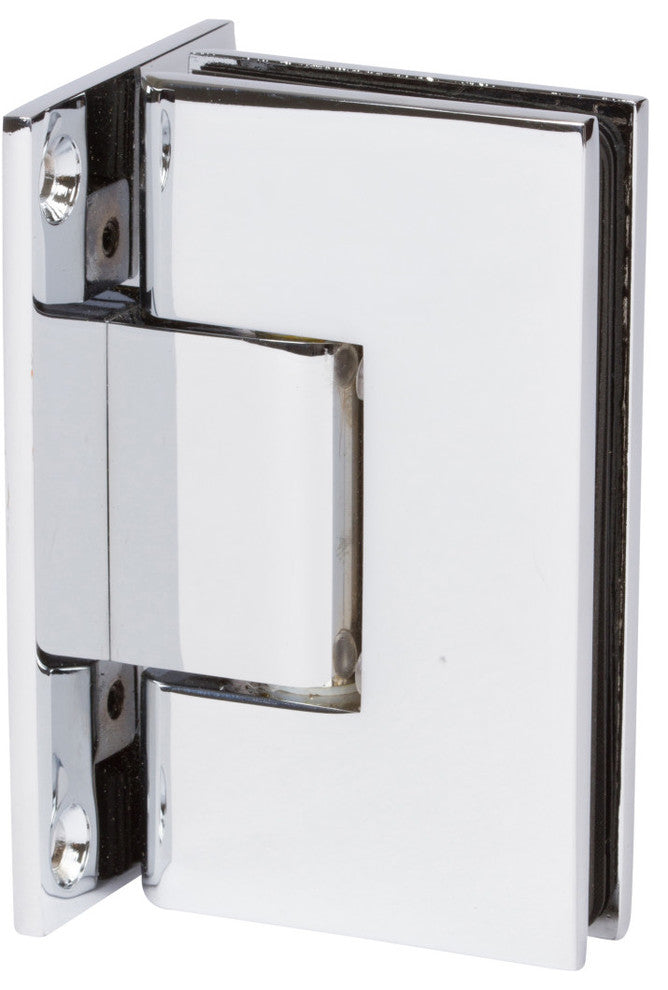 Heavy Duty Square Corner Shower Hinge, Full Back Plate, Polished Chrome