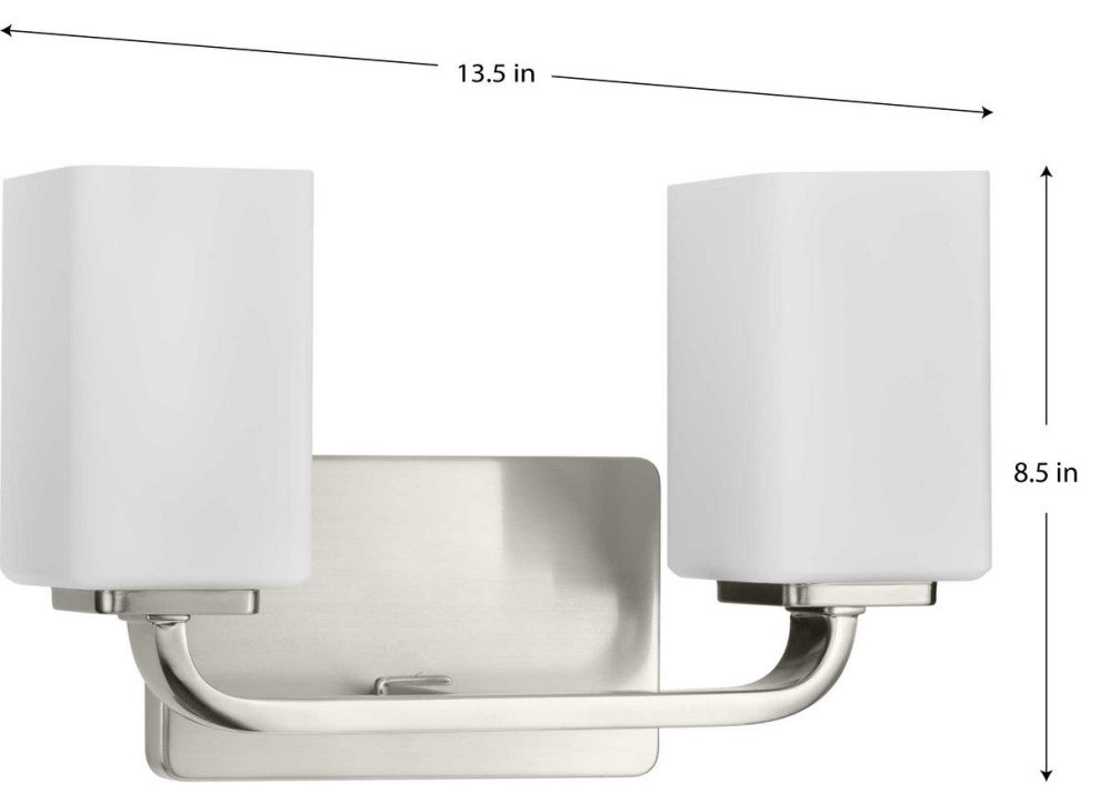 Cowan Collection 13-1/2, 2-Light Brushed Nickel Etched Glass Bath Vanity Light
