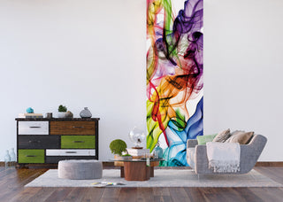 Smoke Red Purple Blue Wall Mural 35"x106"