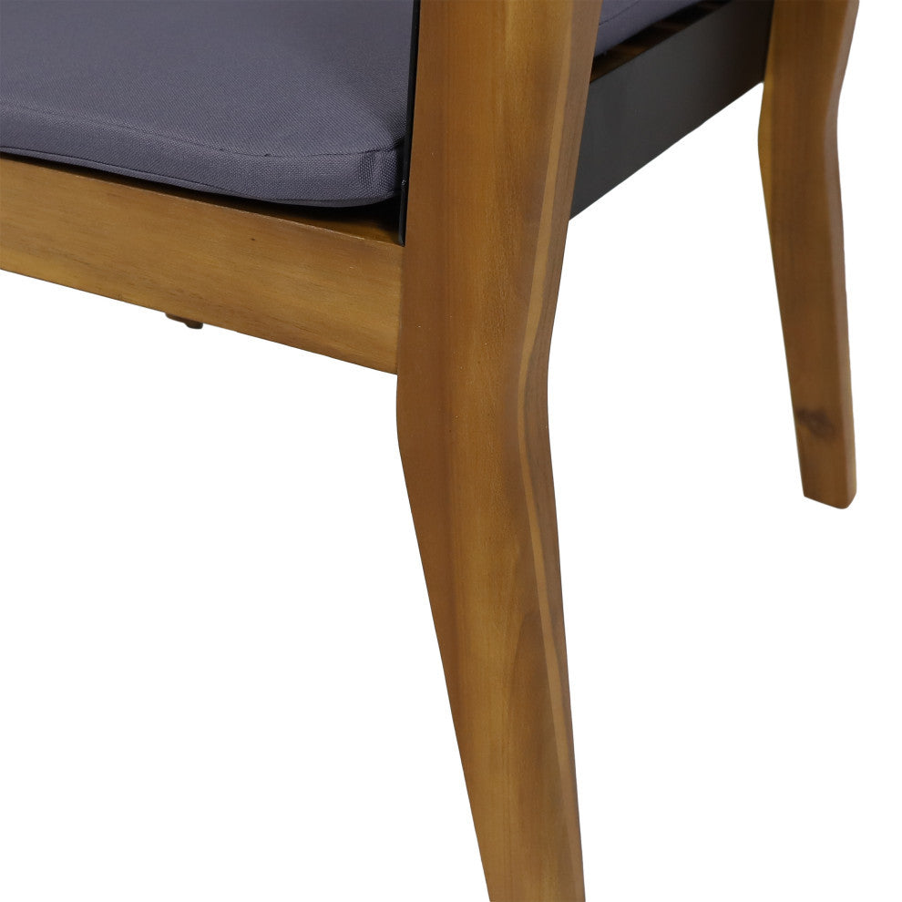 Brayson Outdoor Acacia Wood Club Chairs With Cushion, Set of 2