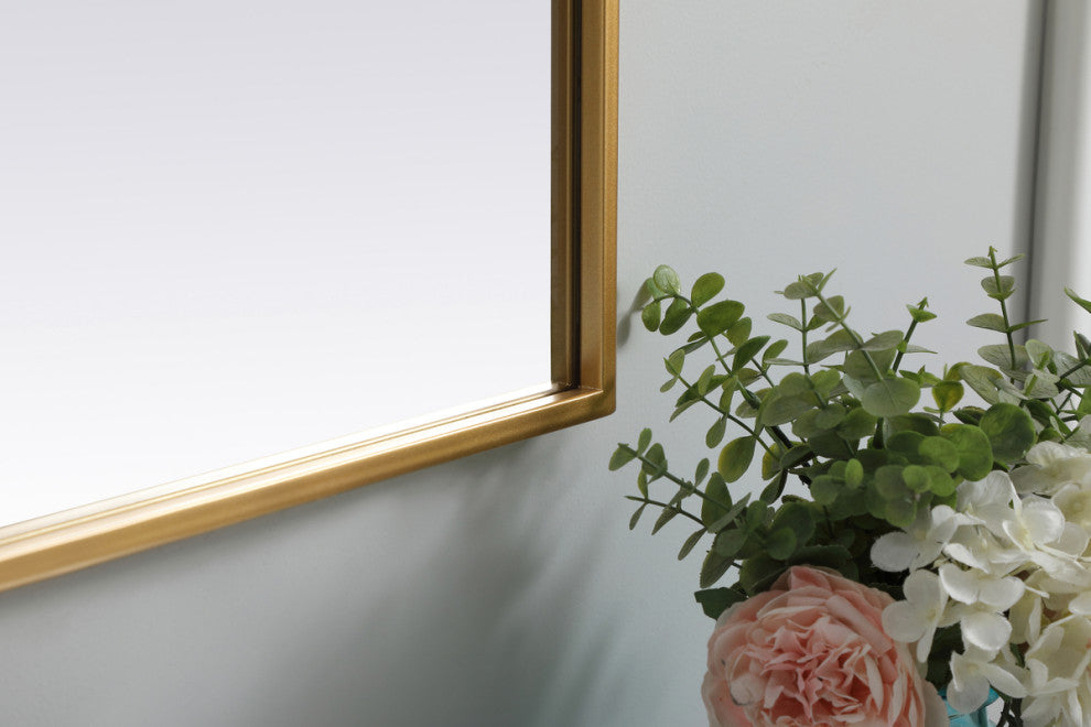 Elegant Decor Metal Frame Arch Mirror 36X36" in Brass