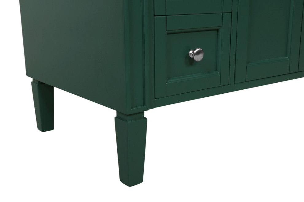 Home Living Vanity with Carrara White Marble Countertop, Green, 36", Single Sink