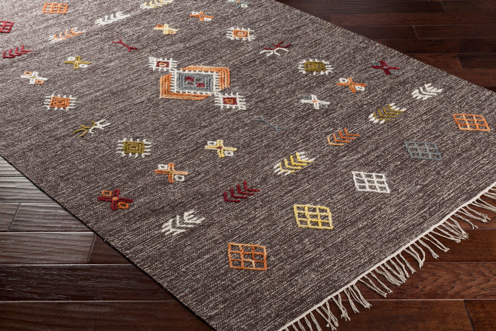 Surya Zanafi ZNF-2304 2'6"x8' Rug, Brown/Khaki/Gray/Olive/Peach/Burnt Orange/Red