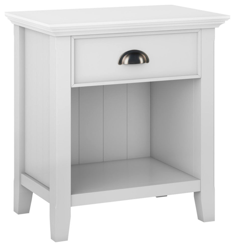 Acadian Solid Wood Bedside Table, White