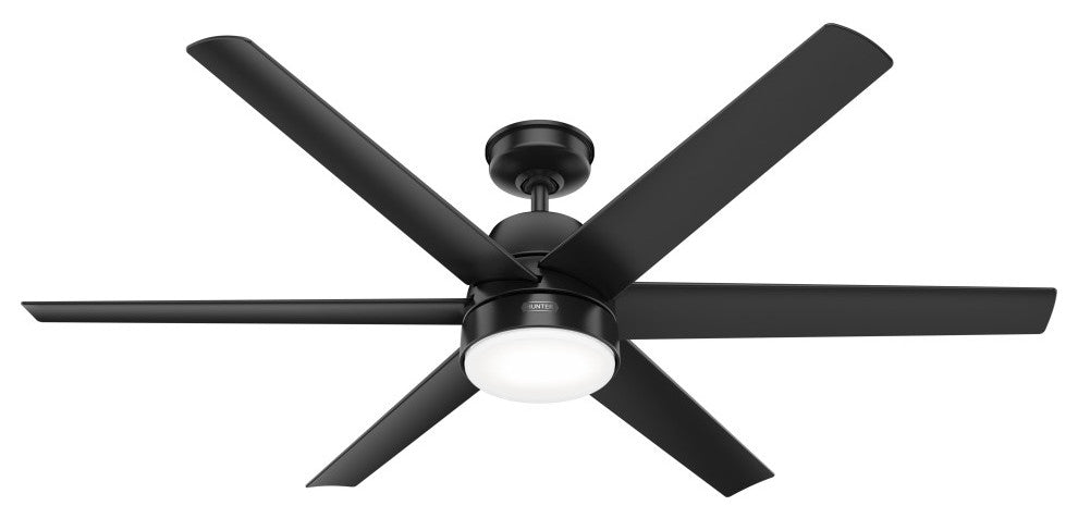 Hunter 60" Skysail Matte Black Wet Rated Ceiling Fan, LED Kit, Remote