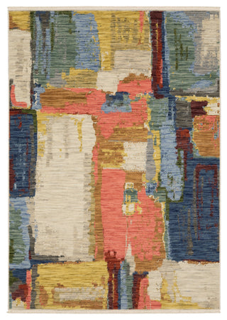 Saturn Painted Abstract Multi/Pink Wool Blend Area Rug Runner 2'6" x 12'