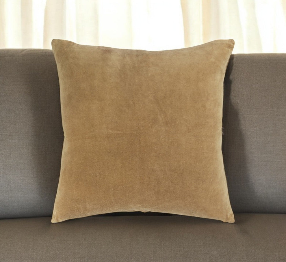 22" Gold Cotton Velvet Throw Pillow