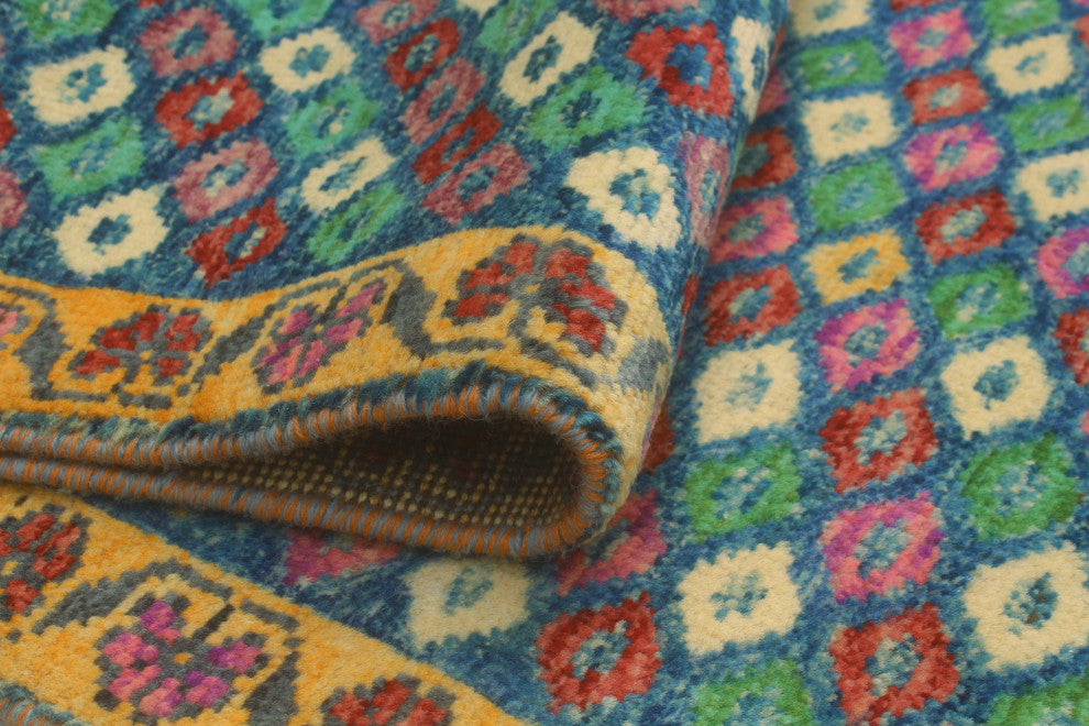 Balochi Ainagul Blue/Gold Rug, 3'11x6'0