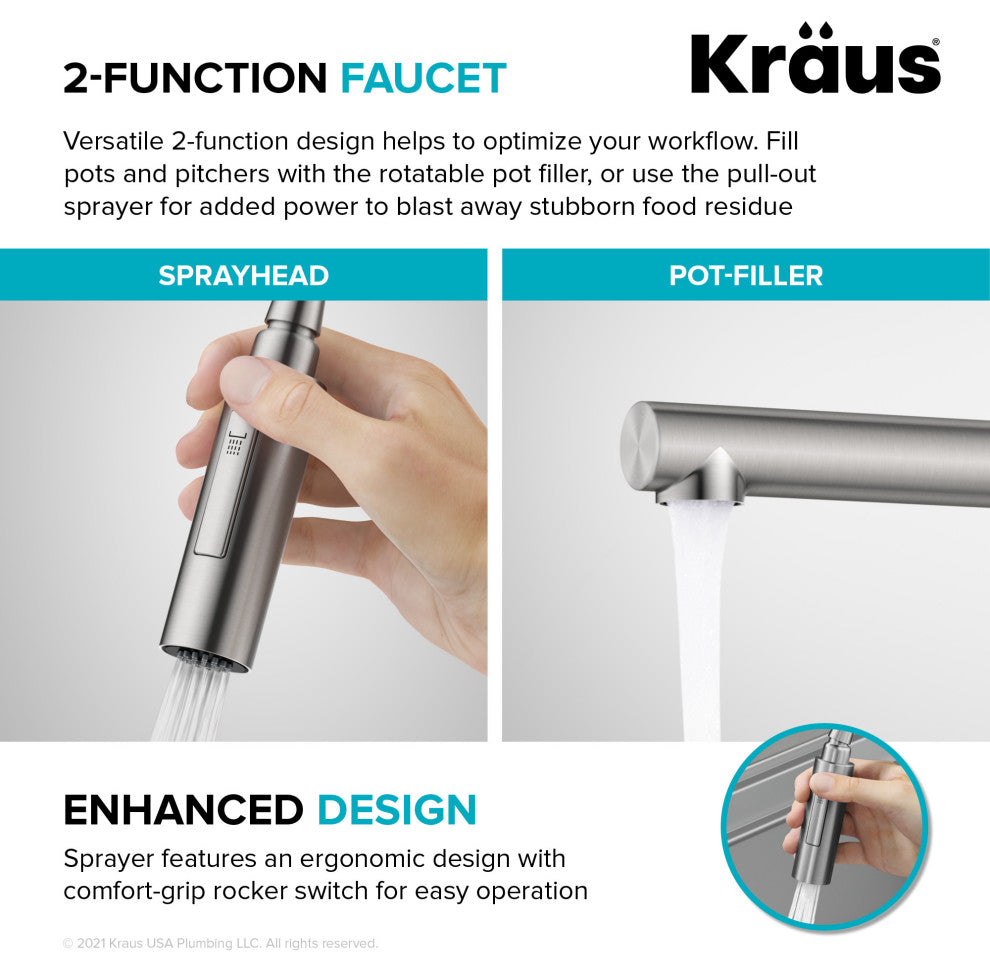 Pulldown Pot Filler Kitchen Faucet, Matte Black