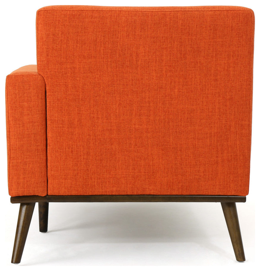 GDF Studio Sophia Mid-Century Modern Fabric Chaise Lounge, Muted Orange