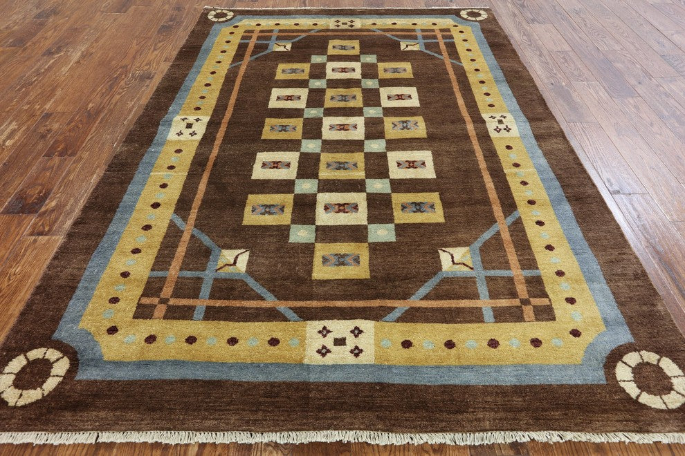 Oriental Gabbeh Hand Knotted Area Rug 6'x8', W2044