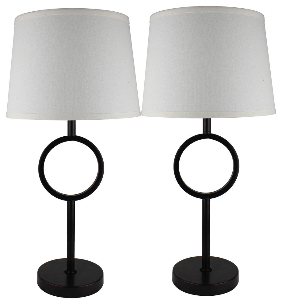 Urbanest Set of 2 Madison Table Lamps, Oil-Rubbed Bronze With Cream Shades