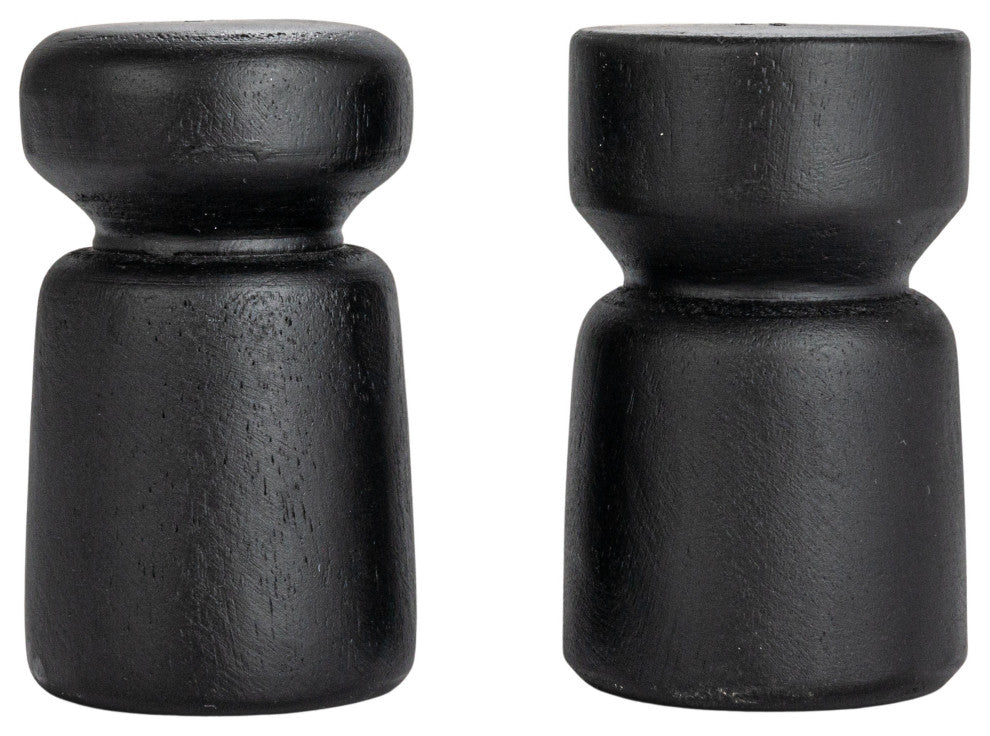 Mango Wood Salt and Pepper Shakers, Black, Set of 2