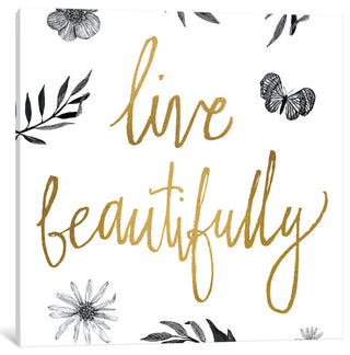 "Live Beautifully BW" by All That Glitters, 26x26x1.5