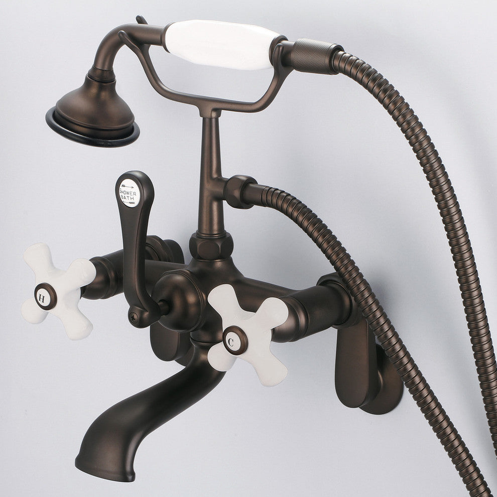 Vintage Classic Wall Mount Tub Faucet With Handshower, Oil Rubbed Bronze Finish