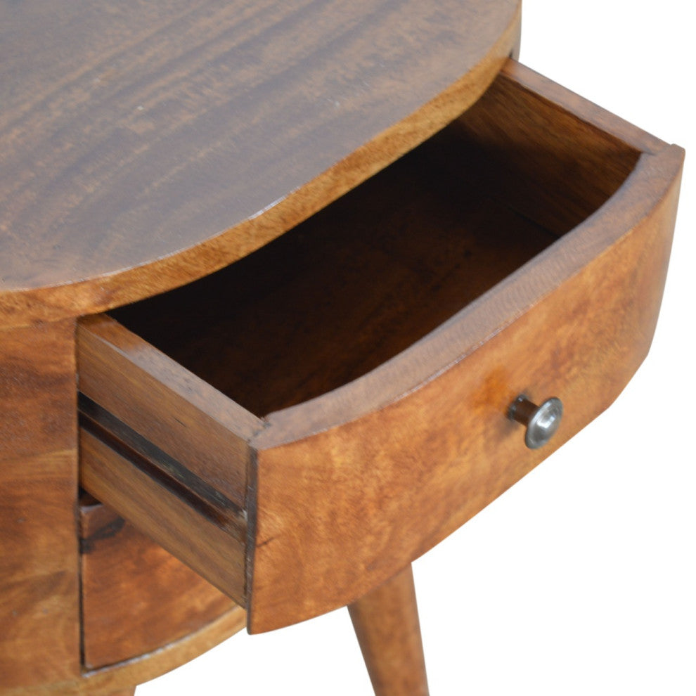 Chestnut Rounded Nightstand Table