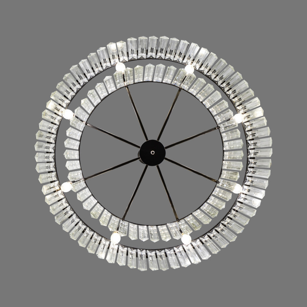 Polaris 8-Light Prism Crystal Chandelier, Black