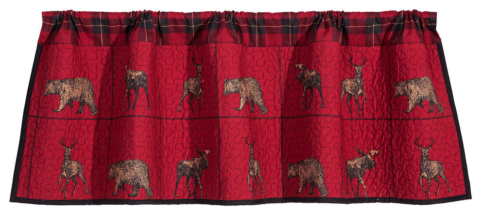 Quilted Woodland Plaid Valance, 18" x 56", 1PC