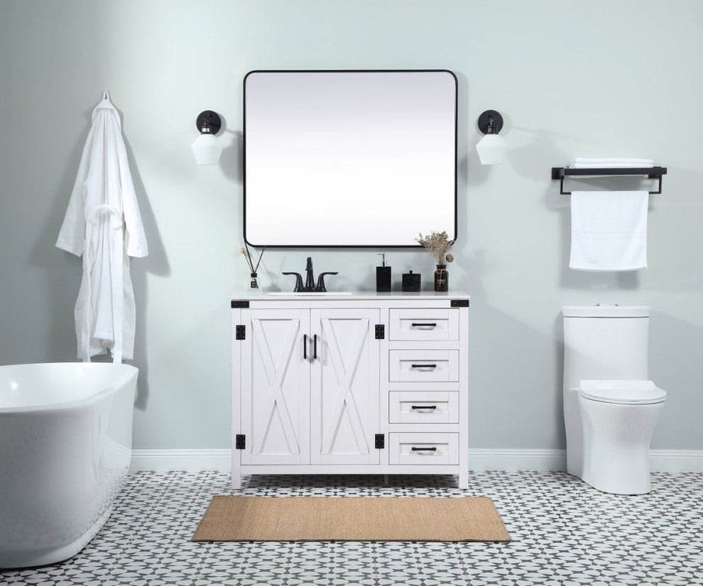 Home Living 19" Farmhouse White-Light Bathroom Vanity