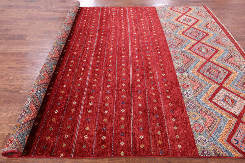 8' 0" X 9' 9" Hand-Knotted Khorjin Super Kazak Wool Rug Q10744