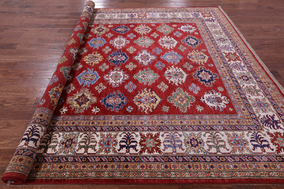 8' 10" X 11' 9" Super Kazak Geometric Handmade Rug Q9521