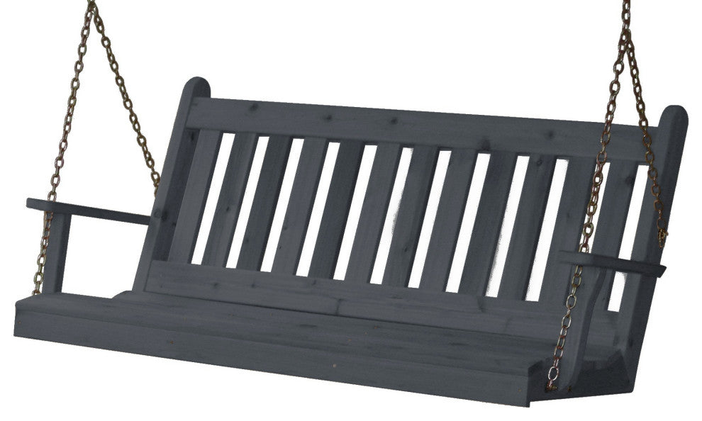 Cedar Traditional English Porch Swing, Charcoal Stain, 6 Foot