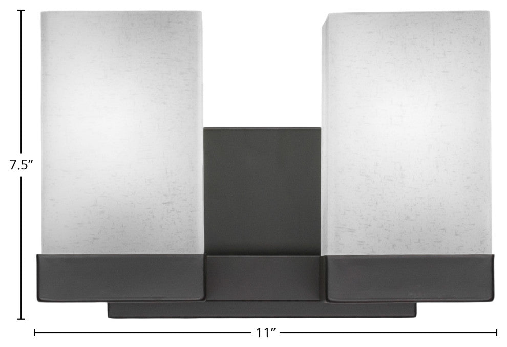 Nouvelle 2-Light Bath Bar, Espresso/Square White Muslin