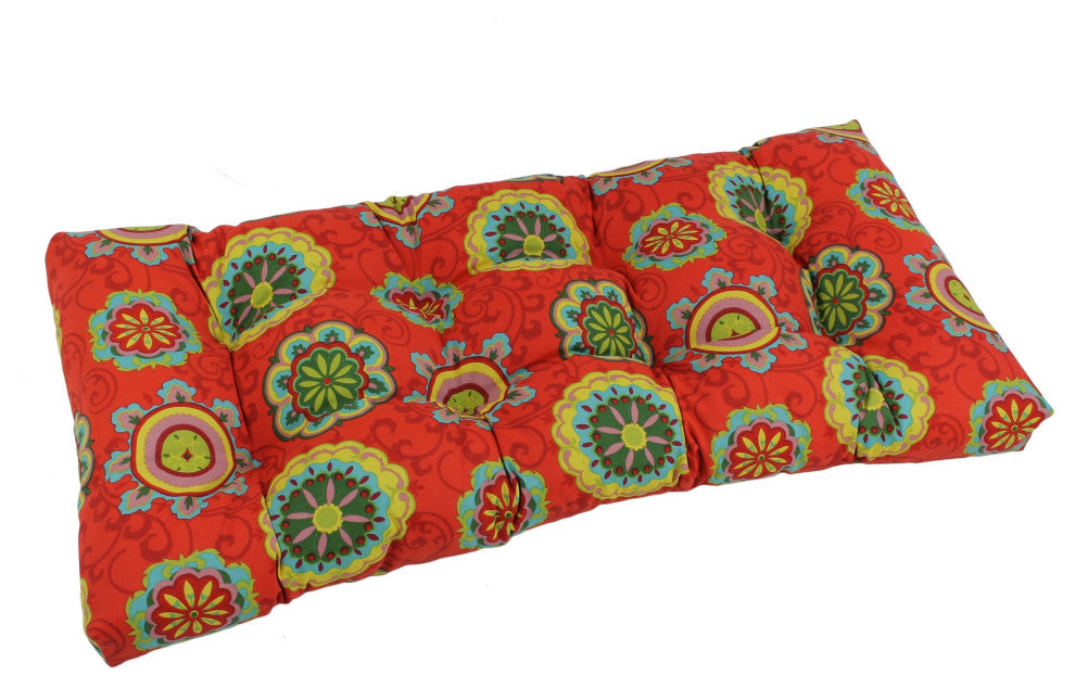 42"X19" Squared Patterned Tufted Loveseat Cushion, Farrington Terrace Grenadine