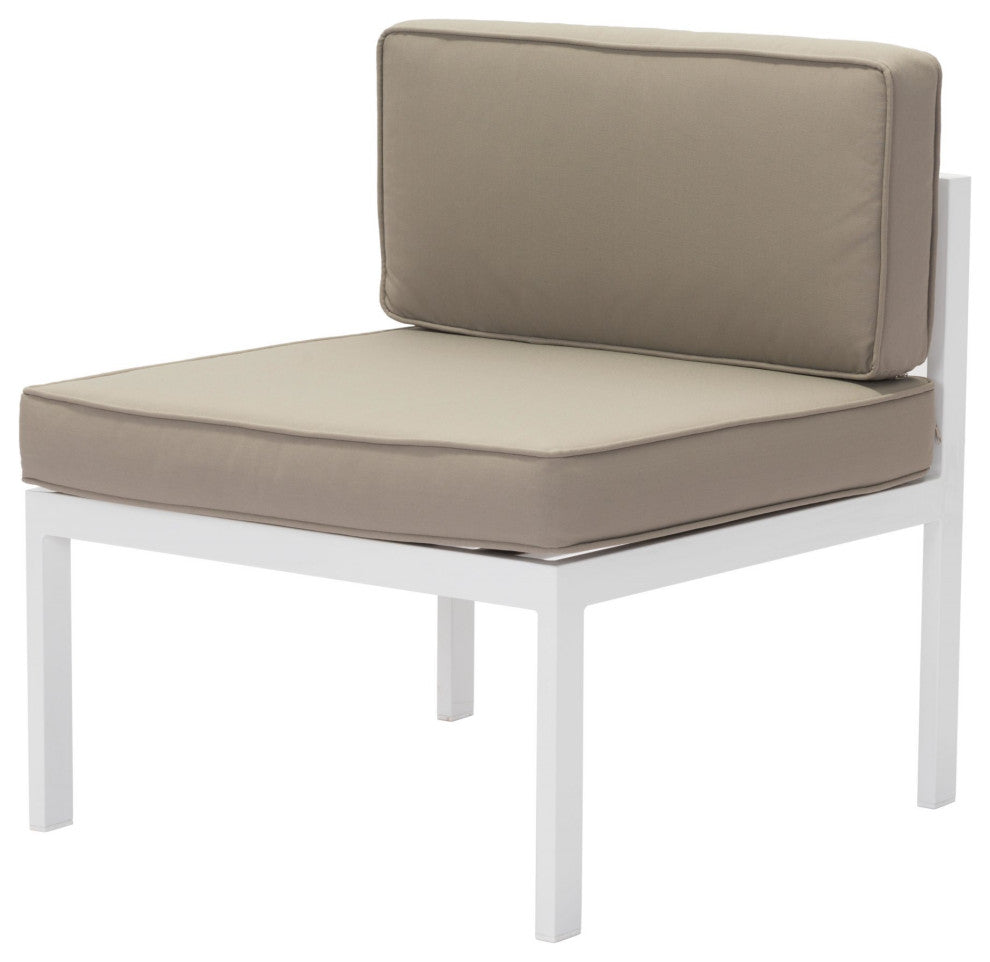 Lounge Middle Chair, Set of 2, Aluminum, Metal, Taupe, White, Outdoor Patio