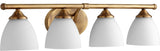 QUORUM 5150-4-80 Brooks 4-Light Vanity Light, Aged Brass with Satin Opal