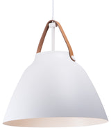 Maxim 11358 Nordic 1 Light 20" Aluminum Pendant - Tan Leather / White