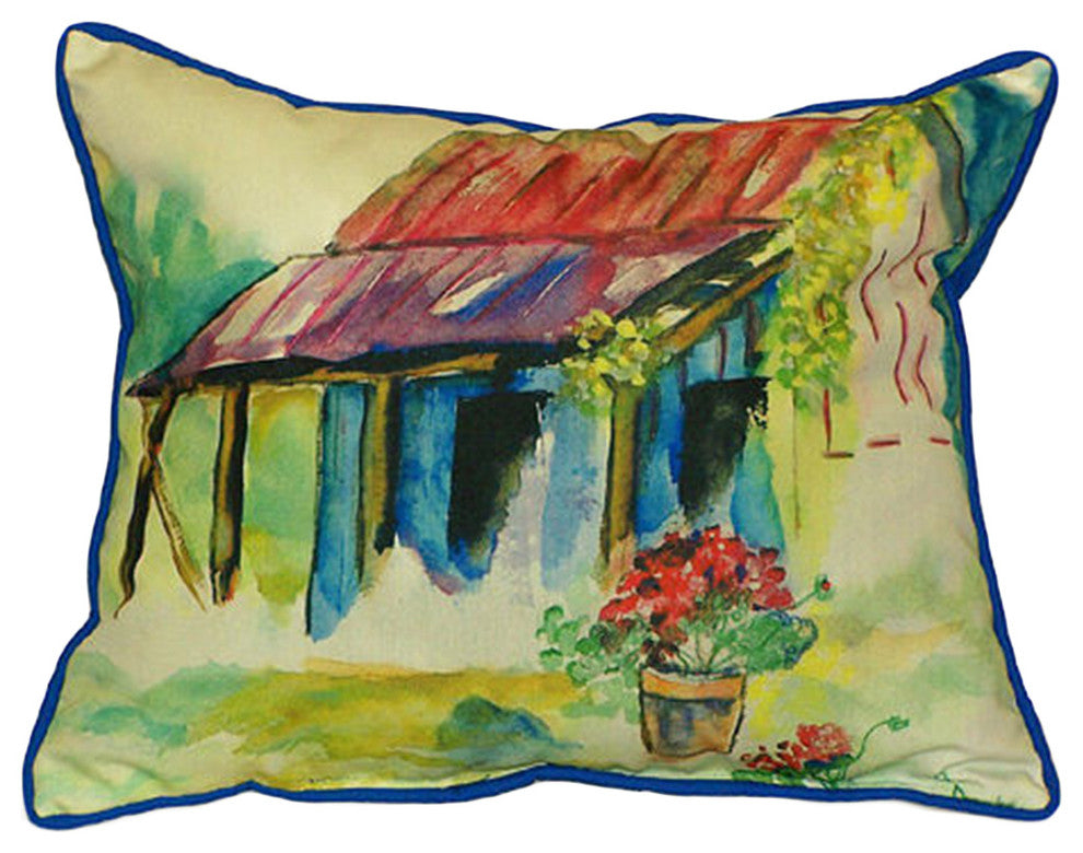 Betsy Drake Barn and Geranium Extra Large 20 X 24 Indoor / Outdoor Pillow