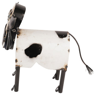 Recycled Metal Cow, Small, Black and White-Small