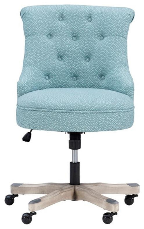 Linon Sinclair Wood Upholstered Office Chair in Light Blue