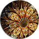 Golden Shiny Fractal Flower, Floral Digital Art Round Wall Art, 23"