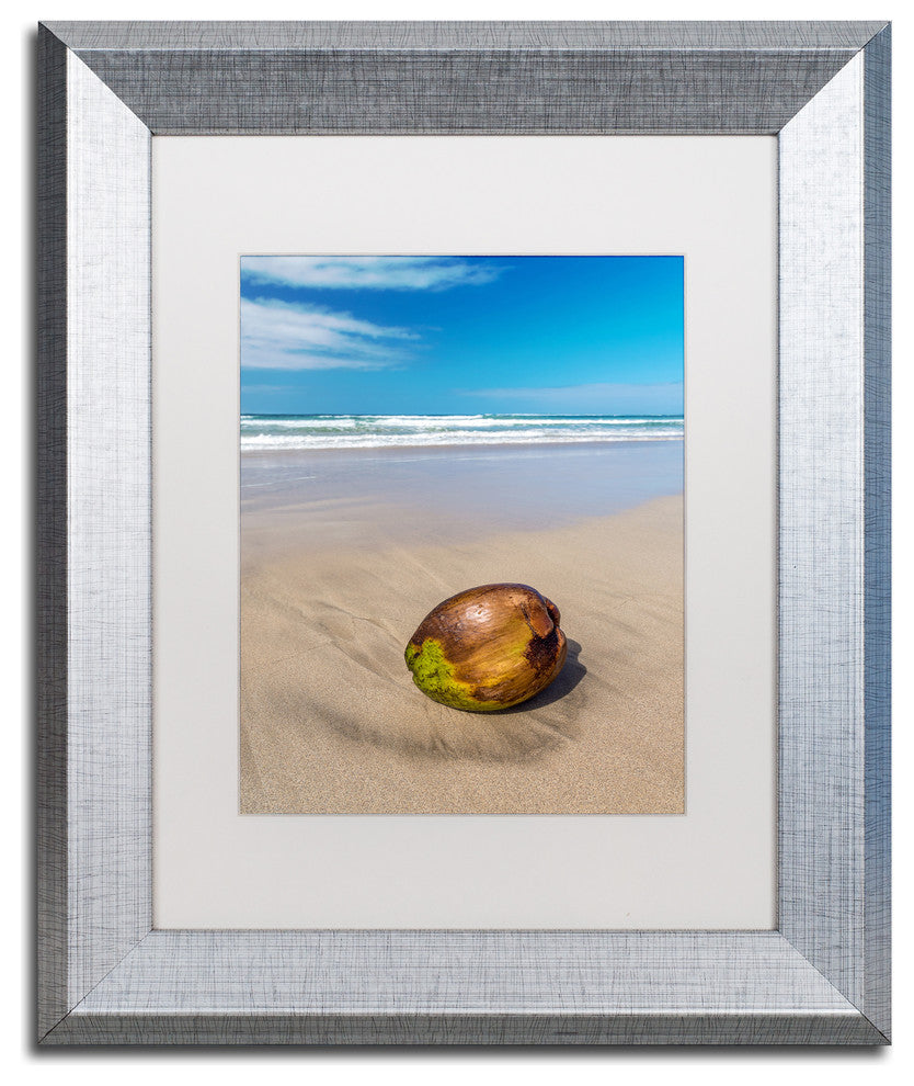 Pierre Leclerc 'Beached Coconut' Matted Framed Art, Silver Frame, White, 14x11