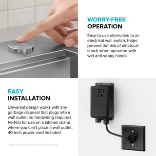 KRAUS Garbage Disposal Air Switch Kit 2 Flat Push Buttons SFS, Kwda-200sfs