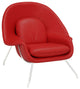 Modern Contemporary Living Room Leather Lounge Chair and Ottoman Red