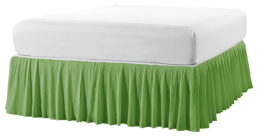 18" Pleated Bed Skirt, Green, King