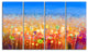 Abstract Flower Field Watercolor Painting, Floral Canvas Art, 48"x28", 4 Panels