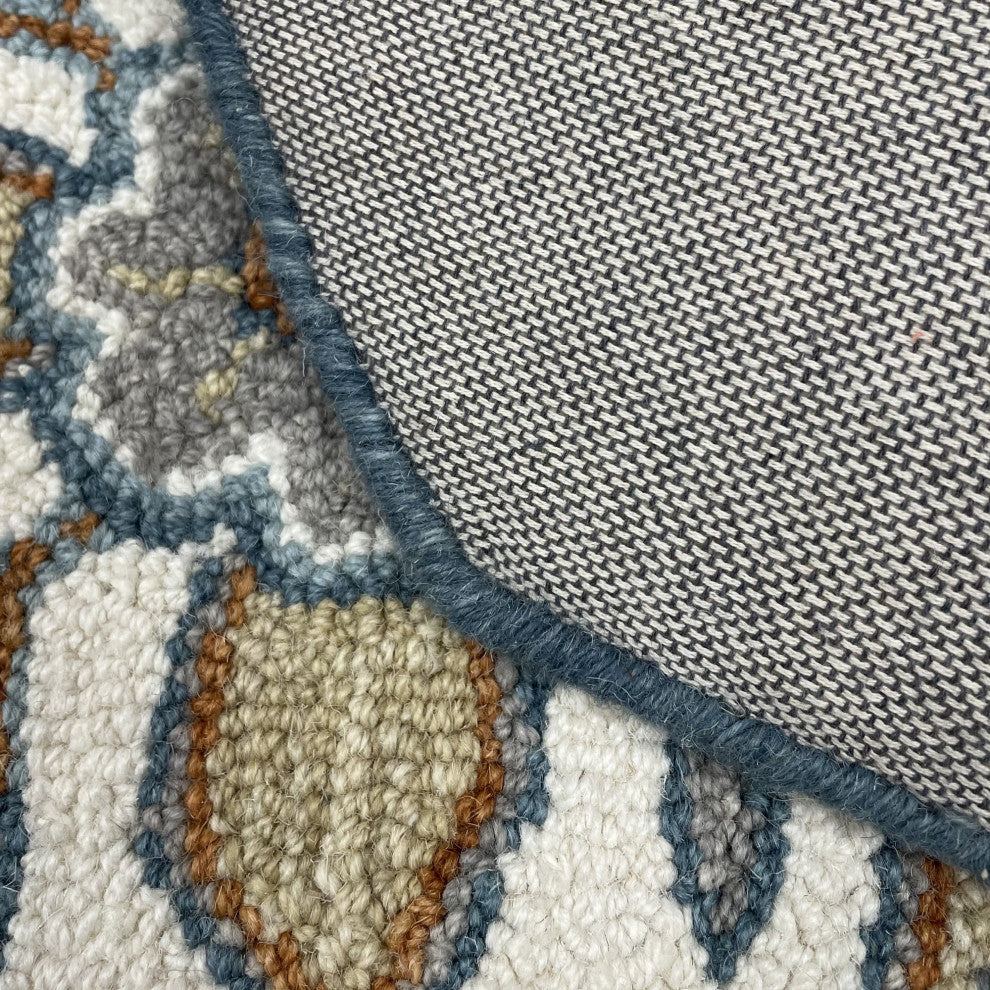 5" Round Blue Traditional Medallion Area Rug