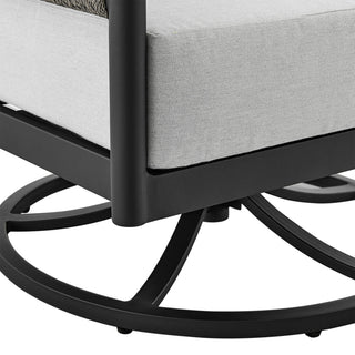 Felicia Outdoor Patio Swivel Rocking Chair in Black Aluminum and Grey Rope...