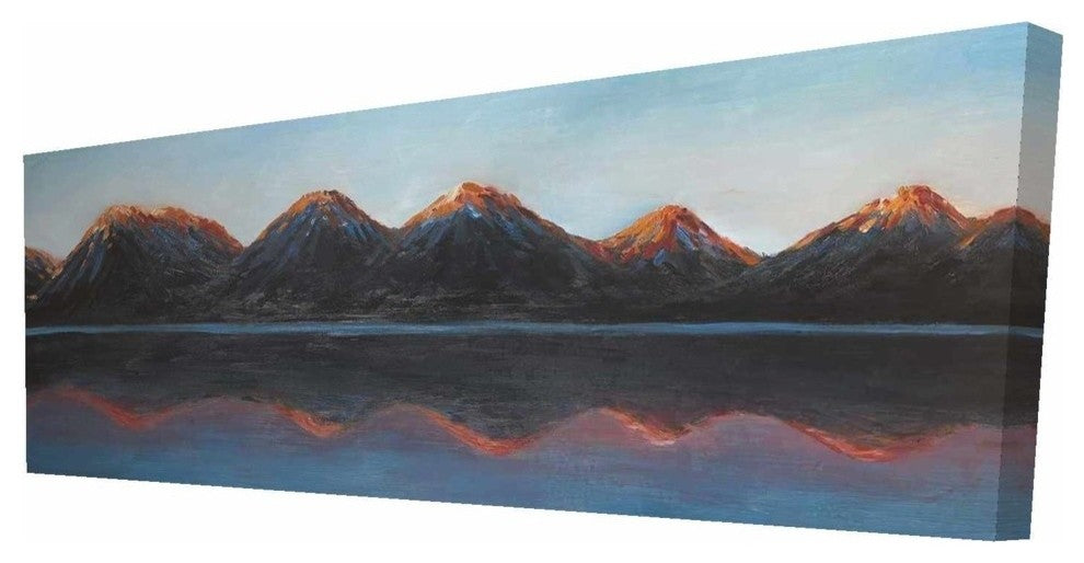 Mountains/Calm Lake Print on Wrapped Canvas