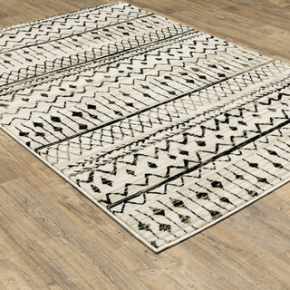 Garson Tribal Distressed Area Rug, Ivory, 3'10"x5'5"