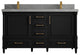 Aberdeen 60 Double Bathroom Vanity in Black 2" Piatra Gray