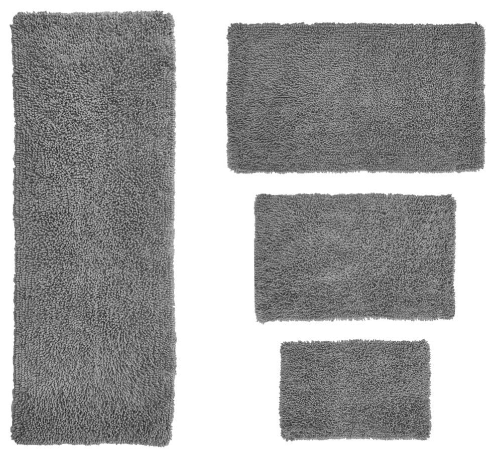Fantasia Bath Rug Bath Rugs Set, 4-Piece Set With Runner, Gray